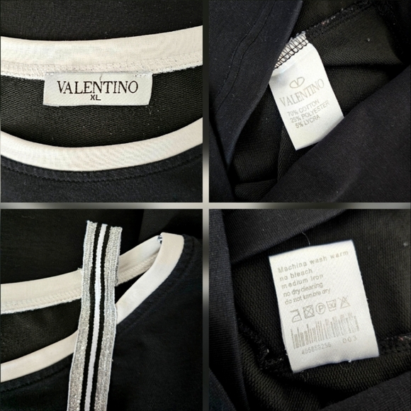 🇮🇹 Valentino Black & White Rhinestone Long Sleeve Top - Picture 6 of 16